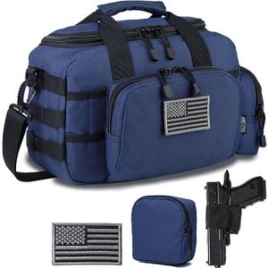 GunCase Bag Small | Tactical 2-Pistol Bag Handgun Duffle Bag w/Lockable Zipper for Shooting Range Hunting Sports | US Flag Patch + MOLLE Pouch + Universal Holster Included
