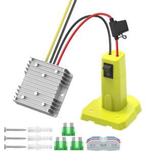 Step Down Converter 18V to 12V Compatible with Ryobi 18V Battery, DC Voltage Regulator 12V 15A 180W Buck Converter, Step Down Converter Adapter with Switch, 30A Fuse & Wire Terminal