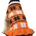 Jecikelon Pet Dog Sweaters for Small Dogs Dress with Snow Knitwear Turtleneck Pullover Dog Clothes Warm Winter Puppy Sweater Long Dresses (Orange, Large)