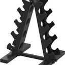 TomCare 4 Tier Dumbbell Rack Stand Only, Weight Rack for Dumbell Set (5-15 LB) Home Gym Storage Stand for Weights Metal A-Frame Strength Training Dumbbell Holder with Handle (Dumbells not Included) (Black)