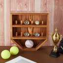 UNICRAFTALE 12 Peg Wall Mounted Baseball Ring Holder Championship Ring Display Case Wooden 4 Baseball Organizer Display Stands with Clear Acrylic Stands for Collection Sports Rings Game Balls