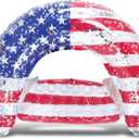 POZA Inflatable USA Pool Float - Luxurious Fun Lounger Filled with Sparkle Silver Stars Confetti, Cool USA Flag Design Water Swimming Pool Floaties for Beach, Lake & Pool
