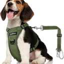 Dog Seat Belt Harness for Car, Dog Car Harness Adjustable Mesh Breathable & Dogs Seatbelt Safety Tether with Elastic Bungee for Small Medium Large Pets(Army Green, M) (M (Chest: 19.7-26.4", Neck: 12.6-20.5"))