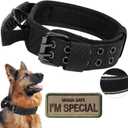 Tactical Dog Collar with Handle - Military Adjustable Dog Training Collar Soft Nylon and Heavy Duty Metal Buckle for Medium Large Dogs - with Patch (Black with Patch, X-Large)