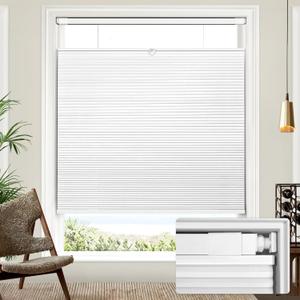 Lazblinds Upgraded Top Down Bottom Up (TDBU) Honeycomb Blinds, No Drill No Tools Easy Install Cordless Cellular Shades for Windows 41" W x 64" H, White - Blackout