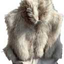 MakeMeChic Women's Faux Fur Vest Sweater Fuzzy Sleeveless Contrast Zip Up Fall Vest Jacket (Medium, Brown)