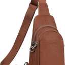befen Genuine Leather Small Sling Bag for Women Anti-Theft Crossbody Chest Bags Fanny Packs for Travel with RFID Card Slots (Cognac Brown)