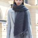 Wander Agio Unisex Scarves Pure Cozy Winter Warm Wrap Ribbed Shawl for Men Women Fall Soft Textured Fashion Solid Scarf