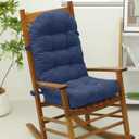 Focuprodu Rocking Chair Cushion 44x19 Inch, Soft/Comfort Patio High Back Rocking Chair Cushion, Indoor Non-Slip Cushion with Ties(CY Navy Blue, 44x19)