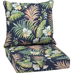 Arden Outdoor Deep Seat Cushion Set, 24 in x 24 in, Weather-Proof, Rain-Proof, Fade Resistant Patio Cushion for Chair, Sofa, and Couch Simone Blue Tropical