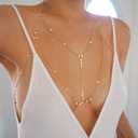 14K Gold Plated Body Chains for Women, Sexy Layered Belly Waist Chain Crossover Bikini Bra Chain, Summer Beach Rhinestone Body Jewelry