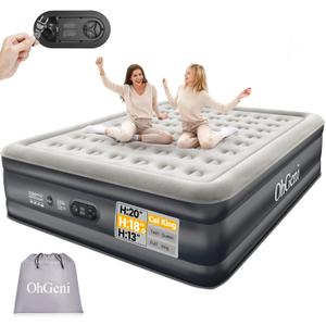 OhGeni Cal King Air Mattress with Built in Pump, 18" Tall Inflatable Blow Up Bed, Luxury Comfort for People(190CM Height), Keep Feet from Dangling, Colchon inflables, Ideal Alternative to a Bed