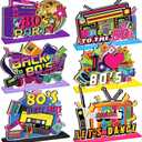 Hoolerry 6 Pcs 80s Party Decorations 80s HipHop Table Decoration 1980s Disco Centerpieces for Table 80's Retro Tape Recorder Tabletop for 1980s 1990s Nostalgic Birthday Neon Disco Music Party Supplies