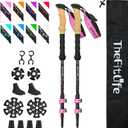 TheFitLife Carbon Fiber Trekking Poles Collapsible and Telescopic Walking Sticks with Natural Cork Handle and Extended EVA Grips, Ultralight Nordic Hiking Poles for Backpacking Camping (Black)