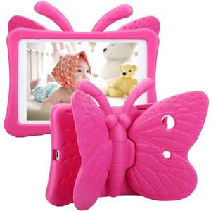 iPad 9th 8th 7th Generation Case Kids Girls, Cute Butterfly Shockproof EVA Foam Super Protection Stand Cover for iPad 2021 2020 2019 10.2" and iPad Air 3 Pro 10.5" - Rose (Magenta)