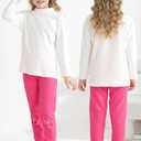 Cooraby 4 Pack Girls Winter Fleece Lined Leggings Girls Thick Warm Leggings Stretchy Thermal Tights Kid Winter Printed Pants (Pink)