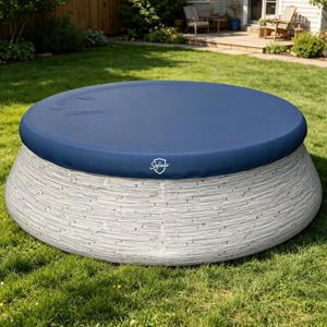 Safana 12ft Inflatable Pool Covers for Round Inflatable Easy Set Pool [ Tapered Top Ring < 10.8ft ] Cover for Flared Above Ground Pool [Upgrade 420D Thickened Blue] Windproof with Elastic Band
