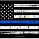 KAIMKEART Blue Lives Matter Flag Metal Tin Sign Wall Decor Man Cave Bar Police Officer Thin Blue Line Gift