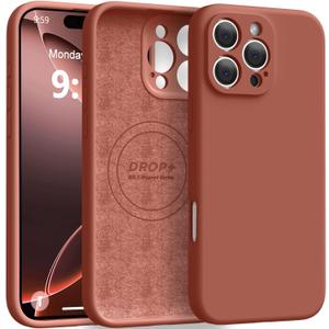 Ktele Magnetic for iPhone 16 Pro Case [Compatible with Magsafe] [Premium Silicone Satin-Smooth Touch] Slim Shockproof Anti-Scratch Microfiber Lining Case, 6.3 inch, Caramel