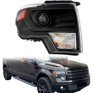 Silscvtt Headlight Assembly HID Replacement for F150 2013-2014 Housing Black Lamp Set Passenger Side RH 1PC DL3Z13008DB