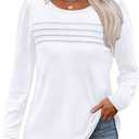 OFEEFAN Long Sleeve Shirts for Women Fall Fashion 2025 Dressy Casual Blouses Trendy Pleated Tunic Tops for Leggings (Large)
