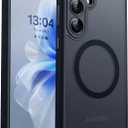 CANSHN Designed for Samsung Galaxy S25 Plus Case (2025) with Full Camera Protection, Compatible with Magsafe, Translucent Matte Back Protective Phone Cover, Black