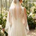 1 Tier Wedding Veils White Fingertip Bridal Tulle Veil Simple Veils with Comb for Women (White)