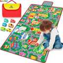 beetoy Car Rug, 31.5"X67" Play Mat with Roads for Kids - Portable, Anti-Slip, Educational City Life Traffic Carpet for 6 Toy Cars