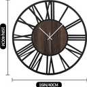 LEIKE Large Wall Clocks,Silent,Non Ticking,Battery Operated Rustic Round Modern Big Wood Wall Clock for Living Room, Bedroom,Kitchen,Farmhouse,Office,Home Decor-16 Inch(Black-Roman Numerals)