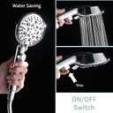 Handheld Shower Heads with ON OFF Switch,Extra Long 79-inch Hose 8 Spray Settings High Pressure Detachable Showerhead,Built-in Power Sprayer to Clean Pets, Adjustable Angle Bracket,Silver