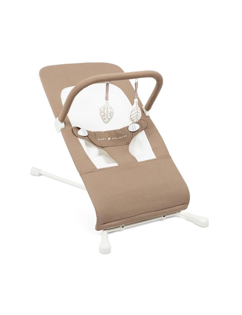 Baby Delight Highland Organic Baby Bouncer | Infant | 0 6 Months | 3-Position Recline | Organic Mocha