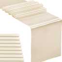 10-Pack Satin Table Runner Champagne 12 x 108 inches Long, Table Runners for Wedding, Birthday Parties, Banquets Decorations10 Pack, 12x108 Inch, Champagne