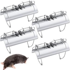 Mole Trap Half Round Metal Mole Killer Reusable Ground Squirrel Trap Heavy Duty Tactical Gopher Rat Vole Traps for Outdoor Lawn Garden Yard Gopher Vole(4 Packs)