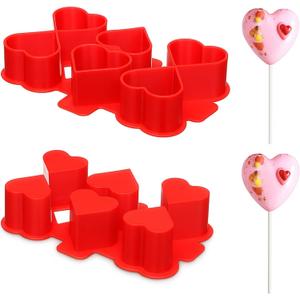 LemonRoad Valentines 1.75" Diameter x 6 Heart Cake Pop Cutter and Pusher, Cake Pop Maker Shapes Press Set, Baking Tools for Parties, Wedding, Home Desserts Making