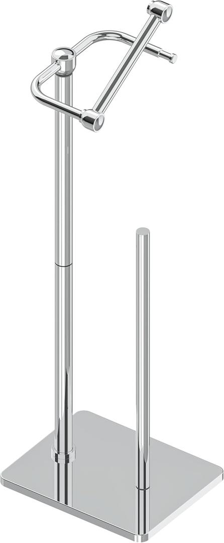 RUACQ Toilet Paper Holder Stand, Bathroom Toilet Paper roll Holder Free Standing with Storage for 4 Rolls, Post Pivoting Design, Stable Weighted Base, SUS304 Stainless Steel(Chrome)