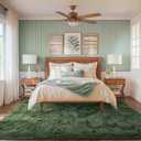 FinRec Green Rugs for Living Room Bedroom, 4x6 Feet Fluffy Fuzzy Shag Rug, Non-Slip Furry Shaggy Area Rug for Nursery Kids Room Dorm Room Home Decor, Indoor Floor Carpet