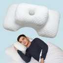 Effective Pain Relief Cervical Pillow for Neck and Shoulder, Neck and Ear Piercing Contour Pillow with an Ear Hole for CNH, Ergonomic Neck Support Pillow for Side Back Stomach Sleepers (Men)