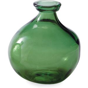 Mud Pie Recycled Green Spanish Rounded Small Glass Vase 7.5" x 6.5" Dia