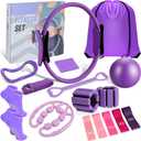 LiKiLiKi Pilates Ring and Ball Set, Home Pilates Equipment for Women with Resistance Bands, 12'' Magic Circle, 9.8'' Ball, for Strength, Toning and Flexibility, Fitness Essentials Starter Accessories (Purple)