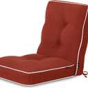 Favoyard Outdoor Rocking Chair Cushion 17 17 Inch Water Resistant & 3-Year Color Fastness Patio Chairs Cushions for Rockers Furniture, Set of Seat & Back Thick Tufted Cushion with Tie Straps, Red