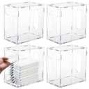 Domensi 4 Pcs Breast Milk Storage Tower Freezer Storage Organizer for Milk Freezer Bags Breastmilk Container Reusable Breastfeeding Accessories Fridge, 8.3 x 8.3 x 5 Inch(Clear)