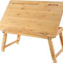 Drawing Table Nnewvante Laptop Desk Adjustable Drafting Desk Foldable Bamboo Bed Tray with Tablet Slot for Adult Kids, Large (23.6inch)