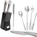 Moss & Stone Professional Kitchen Knife Chef Set, 6 Pcs Small Knife Set With Block, Premium Kitchen Knife Set Stainless Steel, Scratch Resistant & Rust Proof, Knife Block With Sharp Cooking Knives Bun