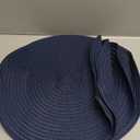 SHACOS Round Placemats Set of 4 Washable 15 inch Round Table Mats Cotton Polyester Woven Braided Place Mats for Dining Table, Navy