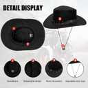 Brown Leather Cowboy Western Hat for Men and Woman Felt Studded Steampunk Hat Deadman Top Hat for Halloween (Black, XL)