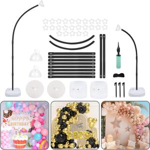 AerWo [Upgraded] Balloon Arch Kit Stand, 8.2ft+6ft Half Arch Balloon Stand with Base, Free Bending Top Balloon Arch Frame Curve for Floor, Perfect Birthday Wedding Christmas Decorations