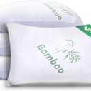 Memory Foam Pillows Queen Size Set of 4 - Cooling Bed Pillows for Sleeping - Back, Stomach, Side Sleeper Firm Pillow - Comfy Cool Shredded Memory Foam 4 Pack Queen Rayon Derived from Bamboo Pillows