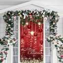 IMISHM Retro Christmas Door Cover - Front Door Decorations with Hanging Wall Balls for Holiday Decor