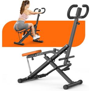 Dskeuzeew Squat Machine with LCD Monitor, Exercise Equipment for Home 330 Lbs Squat Rowing Machine with Adjustable Resistance Home Workout Machine Leg Glute Trainer for Full Body