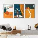 MPLONG Abstract Modern Minimalist Natural Framed Decorative Painting - Large Size Wall Art Set of 3Wall Decor for Living Room, Bedroom, Dining Room, Office, etc. (Yellow, 20 "X 28" X 3 pieces)